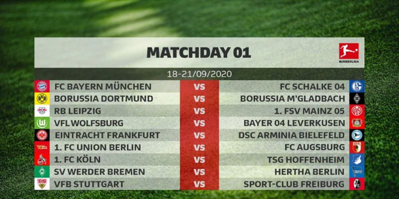 Lịch thi đấu Bundesliga quan trọng